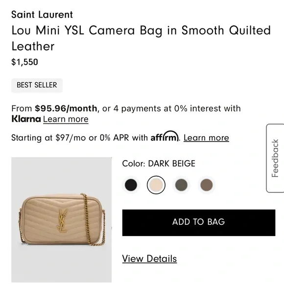 Yves Saint Laurent Tan Quilted Crossbody Bag - Picture 9 of 9